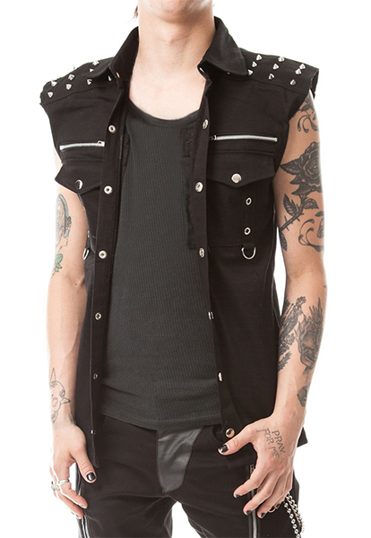 CAMISA NEGRA PUNK SIN MANGAS